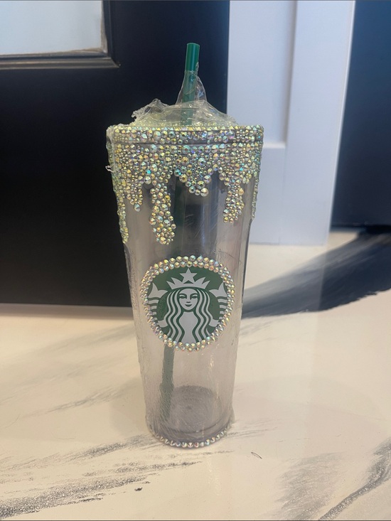 Starbucks Other - NWOT Starbucks Clear Iridescent Crystal-Embellished Tumbler with Green Logo